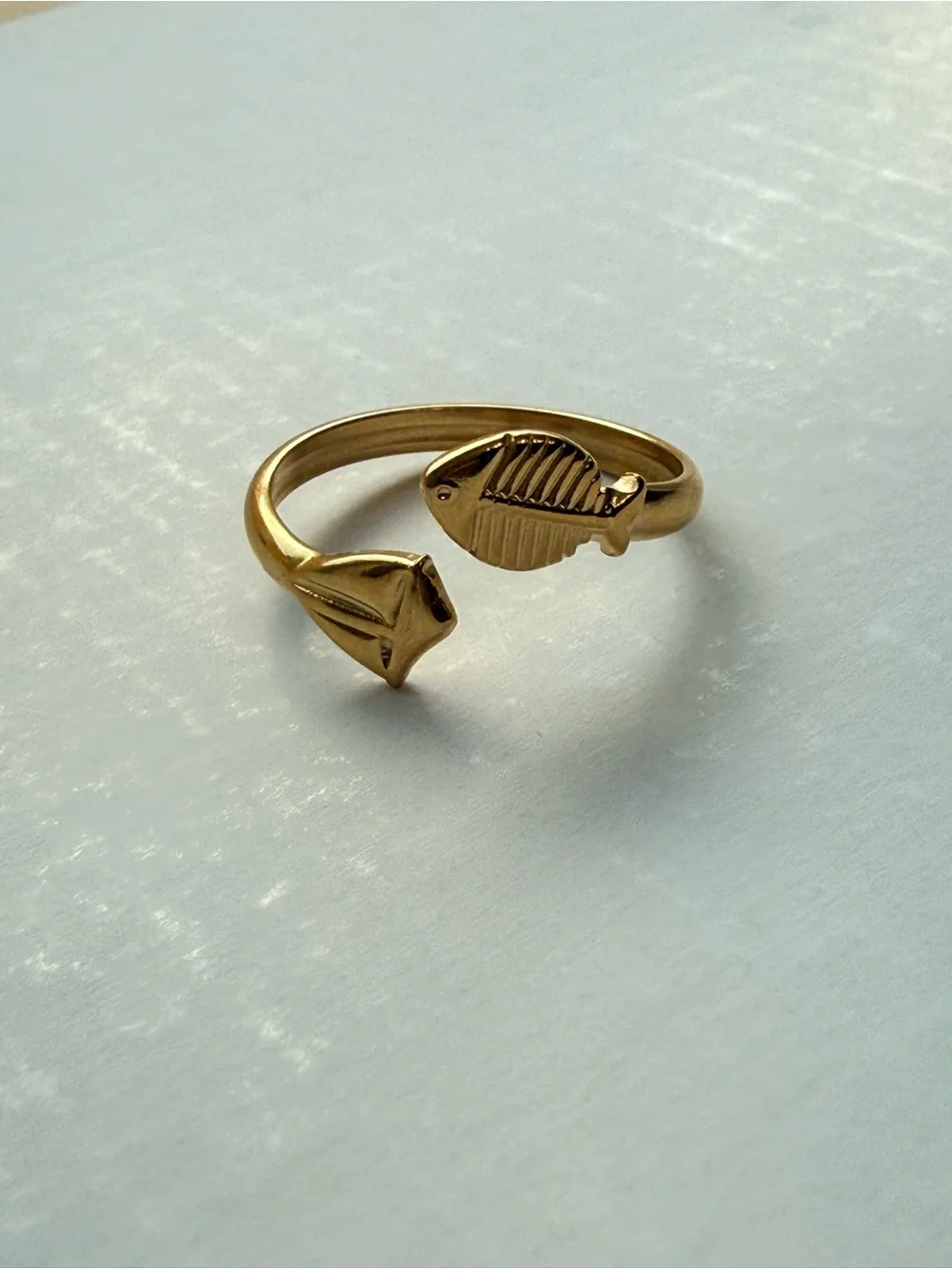 Gold Plated Fish Open Ring - Women Jewelry
